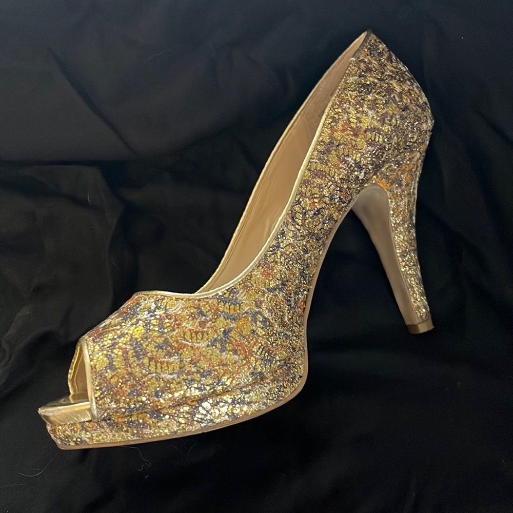Sequins! Nine West open toe heels